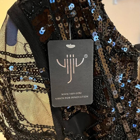 Sequin black 20’s inspired party dress -NEW! Women’s size XS - Picture 4 of 7
